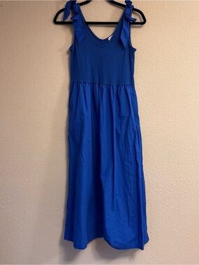 JCrew Factory Blue Tie-Shoulder Maxi Dress